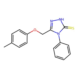3-[(4-methylphenoxy)methyl]-4-phenyl-1H-1,2,4-triazole-5-thione structure
