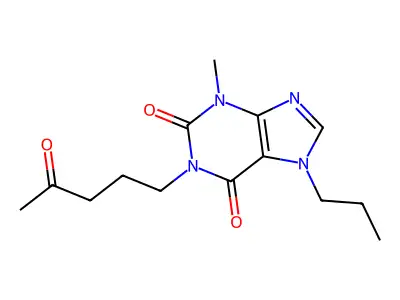 1H-Purine-2,6-dione, 3,7-dihydro-3-methyl-1-(4-oxopentyl)-7-propyl- structure