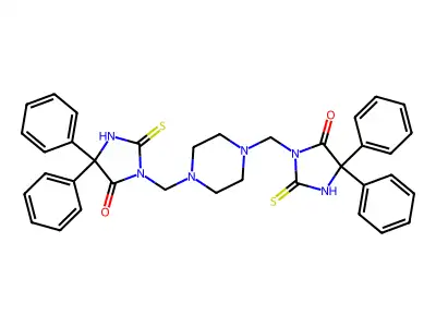 Hydantoin, 3,3'-(1,4-piperazinediyldimethylene)bis(5,5-diphenyl-2-thio- structure