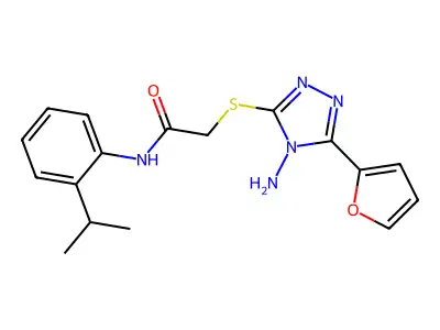 2-(4-amino-5-(2-furyl)(1,2,4-triazol-3-ylthio))-N-[2-(methylethyl)phenyl]aceta mide structure