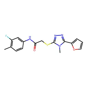 N-(3-fluoro-4-methylphenyl)-2-{[5-(furan-2-yl)-4-methyl-4H-1,2,4-triazol-3-yl]sulfanyl}acetamide structure