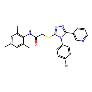 2-((4-(4-BR-PH)-5-(3-Pyridinyl)-4H-1,2,4-triazol-3-YL)thio)-N-mesitylacetamide structure