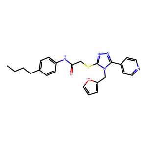 N-(4-butylphenyl)-2-{[4-(furan-2-ylmethyl)-5-(pyridin-4-yl)-4H-1,2,4-triazol-3-yl]sulfanyl}acetamide structure