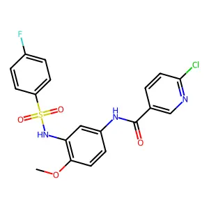 6-chloro-N-[3-(4-fluorobenzenesulfonamido)-4-methoxyphenyl]pyridine-3-carboxamide structure