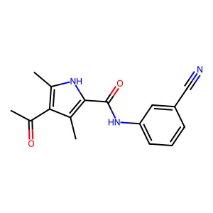 4-acetyl-N-(3-cyanophenyl)-3,5-dimethyl-1H-pyrrole-2-carboxamide structure