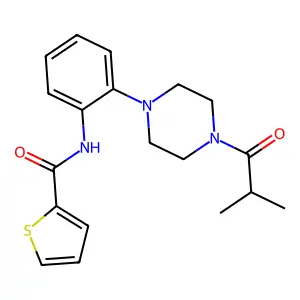 N-[2-[4-(2-methylpropanoyl)piperazin-1-yl]phenyl]thiophene-2-carboxamide structure