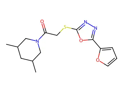 1-(3,5-dimethylpiperidin-1-yl)-2-[[5-(furan-2-yl)-1,3,4-oxadiazol-2-yl]sulfanyl]ethanone structure