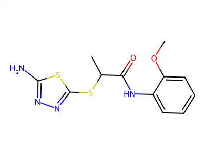 2-[(5-amino-1,3,4-thiadiazol-2-yl)sulfanyl]-N-(2-methoxyphenyl)propanamide structure