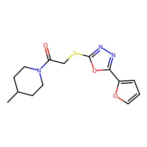 2-{[5-(furan-2-yl)-1,3,4-oxadiazol-2-yl]sulfanyl}-1-(4-methylpiperidin-1-yl)ethan-1-one structure