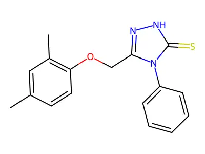 3-[(2,4-dimethylphenoxy)methyl]-4-phenyl-1H-1,2,4-triazole-5-thione structure