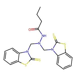 N',N'-bis[(2-sulfanylidene-1,3-benzothiazol-3-yl)methyl]butanehydrazide structure