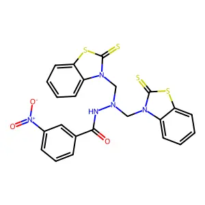 3-nitro-N',N'-bis[(2-sulfanylidene-1,3-benzothiazol-3-yl)methyl]benzohydrazide structure