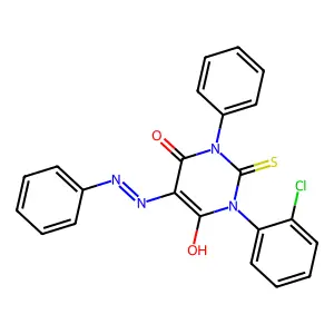 4,6(1H,5H)-PYRIMIDINEDIONE,1-(2-CHLOROPHENYL)DIHYDRO-3-PHENYL-5-(2-PHENYLDIAZENYL)-2-THIOXO- structure