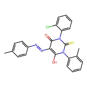4,6(1H,5H)-Pyrimidinedione,1-(2-chlorophenyl)dihydro-3-(2-methylphenyl)-5-[2-(4-methylphenyl)diazenyl]-2-thioxo- structure