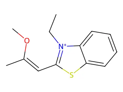 3-Ethyl-2-(2-methoxy-1-propen-1-yl)benzothiazolium structure