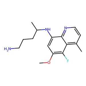 4-N-(5-fluoro-6-methoxy-4-methylquinolin-8-yl)pentane-1,4-diamine structure
