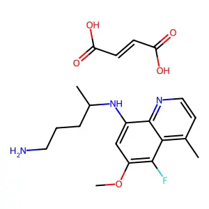 but-2-enedioic acid;4-N-(5-fluoro-6-methoxy-4-methylquinolin-8-yl)pentane-1,4-diamine structure