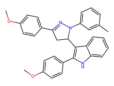 1H-Indole, 3-(4,5-dihydro-3-(4-methoxyphenyl)-1-(3-methylphenyl)-1H-pyrazol-5-yl)-2-(4-methoxyphenyl)- structure