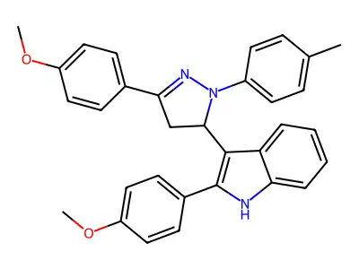 1H-Indole, 3-(4,5-dihydro-3-(4-methoxyphenyl)-1-(4-methylphenyl)-1H-pyrazol-5-yl)-2-(4-methoxyphenyl)- structure
