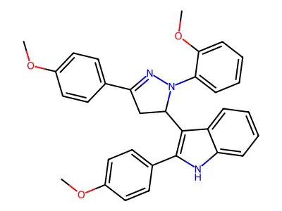 2-(4-methoxyphenyl)-3-[2-(2-methoxyphenyl)-5-(4-methoxyphenyl)-3,4-dihydropyrazol-3-yl]-1H-indole structure