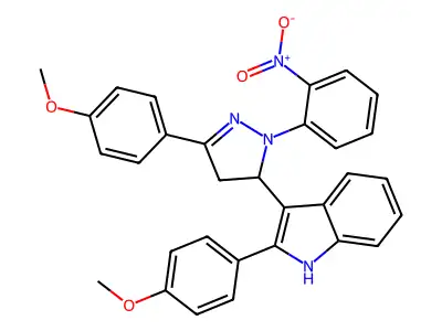 1H-Indole, 3-(4,5-dihydro-3-(4-methoxyphenyl)-1-(2-nitrophenyl)-1H-pyrazol-5-yl)-2-(4-methoxyphenyl)- structure