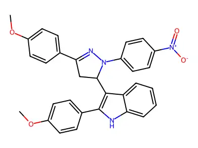 1H-Indole, 3-(4,5-dihydro-3-(4-methoxyphenyl)-1-(4-nitrophenyl)-1H-pyrazol-5-yl)-2-(4-methoxyphenyl)- structure