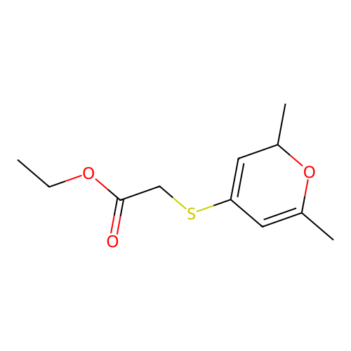 ethyl 2-[(2,6-dimethyl-2H-pyran-4-yl)sulfanyl]acetate structure