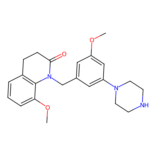 8-Methoxy-1-[(3-methoxy-5-piperazin-1-ylphenyl)methyl]-3,4-dihydroquinolin-2-one structure