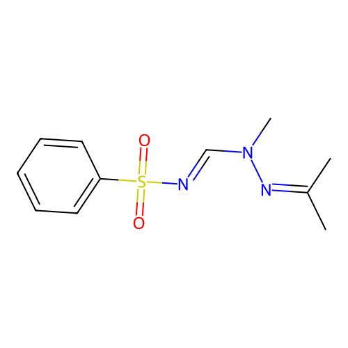 N'-(benzenesulfonyl)-N-methyl-N-(propan-2-ylideneamino)methanimidamide structure