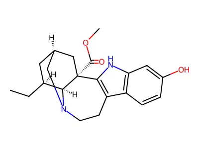 Ibogamine-18-carboxylic acid, 13-hydroxy-, methyl ester structure