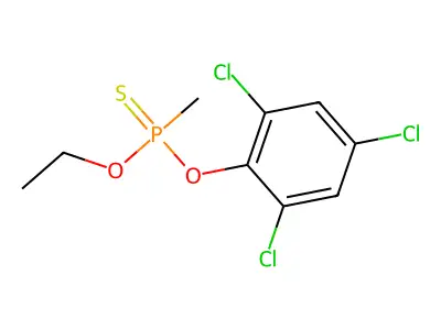 O-Ethyl O-(2,4,6-trichlorophenyl) methylphosphonothioate structure