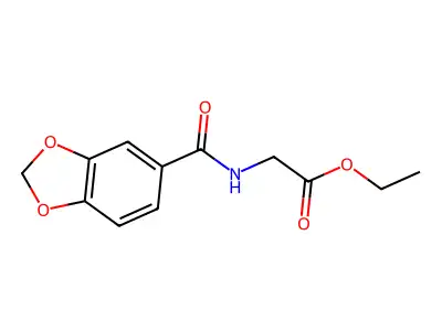 [(Benzo[1,3]dioxole-5-carbonyl)-amino]-acetic acid ethyl ester structure