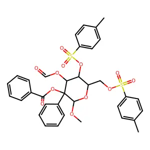 [4-formyloxy-2-methoxy-5-(4-methylphenyl)sulfonyloxy-6-[(4-methylphenyl)sulfonyloxymethyl]-3-phenyloxan-3-yl] benzoate structure