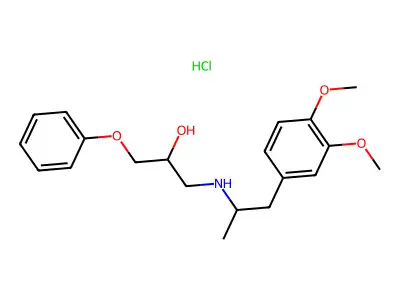 2-Propanol, 1-((2-(3,4-dimethoxyphenyl)-1-methylethyl)amino)-3-phenoxy-, hydrochloride structure