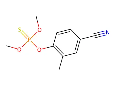 Phosphorothioic acid, O,O-dimethyl ester, O-ester with 4,3-cresotonitrile structure