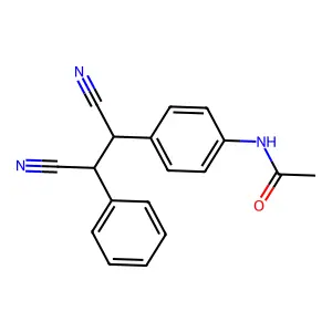 N-[4-(1,2-dicyano-2-phenylethyl)phenyl]acetamide structure