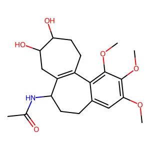 N-(9,10-dihydroxy-1,2,3-trimethoxy-5,6,7,8,9,10,11,12-octahydrobenzo[a]heptalen-7-yl)acetamide structure
