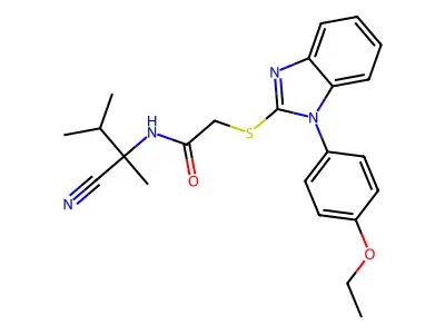 N-(2-cyano-3-methylbutan-2-yl)-2-[1-(4-ethoxyphenyl)benzimidazol-2-yl]sulfanylacetamide structure