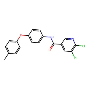 5,6-dichloro-N-[4-(4-methylphenoxy)phenyl]pyridine-3-carboxamide structure