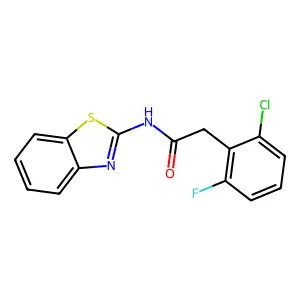 N-(1,3-benzothiazol-2-yl)-2-(2-chloro-6-fluorophenyl)acetamide structure