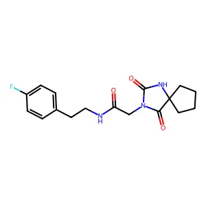 2-(2,4-dioxo-1,3-diazaspiro[4.4]nonan-3-yl)-N-[2-(4-fluorophenyl)ethyl]acetamide structure
