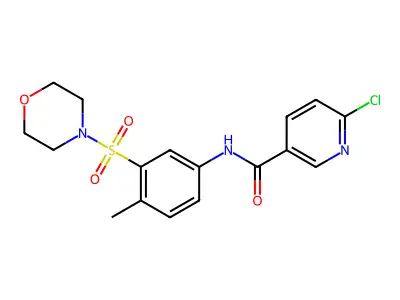 6-chloro-N-(4-methyl-3-morpholin-4-ylsulfonylphenyl)pyridine-3-carboxamide structure