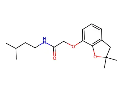 2-[(2,2-dimethyl-3H-1-benzofuran-7-yl)oxy]-N-(3-methylbutyl)acetamide structure