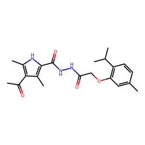 4-acetyl-3,5-dimethyl-N'-[2-(5-methyl-2-propan-2-ylphenoxy)acetyl]-1H-pyrrole-2-carbohydrazide structure