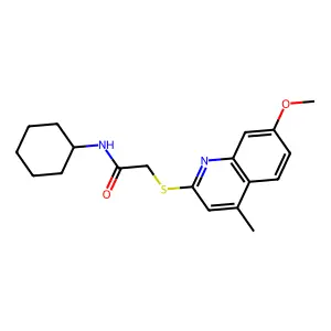 N-cyclohexyl-2-(7-methoxy-4-methylquinolin-2-yl)sulfanylacetamide structure