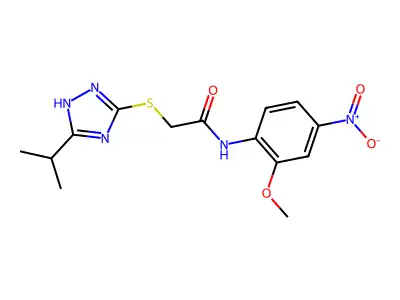 N-(2-methoxy-4-nitrophenyl)-2-[(5-propan-2-yl-1H-1,2,4-triazol-3-yl)sulfanyl]acetamide structure