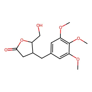 (4S,5S)-5-(hydroxymethyl)-4-[(3,4,5-trimethoxyphenyl)methyl]oxolan-2-one structure
