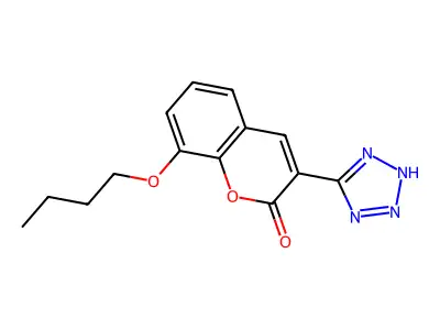 2H-1-Benzopyran-2-one, 8-butoxy-3-(1H-tetrazol-5-yl)- structure