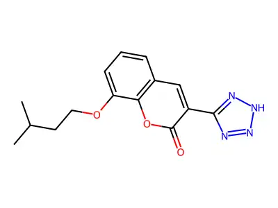 2H-1-Benzopyran-2-one, 8-(3-methylbutoxy)-3-(1H-tetrazol-5-yl)- structure