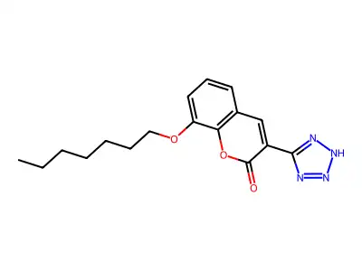 2H-1-Benzopyran-2-one, 8-(heptyloxy)-3-(1H-tetrazol-5-yl)- structure